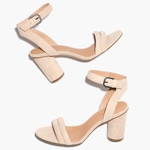 Madewell The Rosalie ankle strap suede block heels - cream - 8
